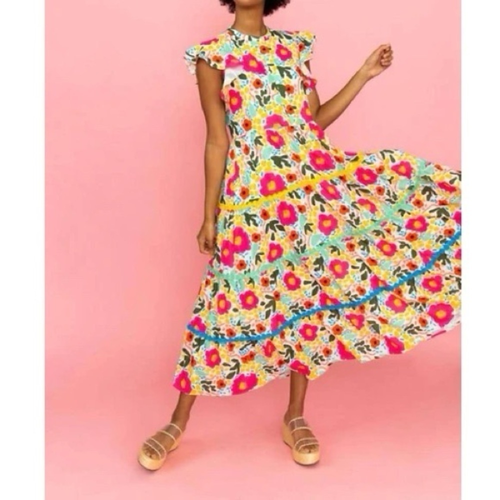 Crosby by Mollie Burch napa maxi garden floral ruffle sleeve dress